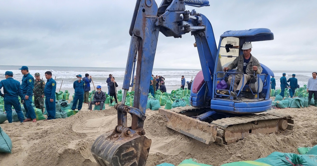 Hàng trăm người đắp kè, cứu bãi biển đẹp nhất Quảng Ngãi