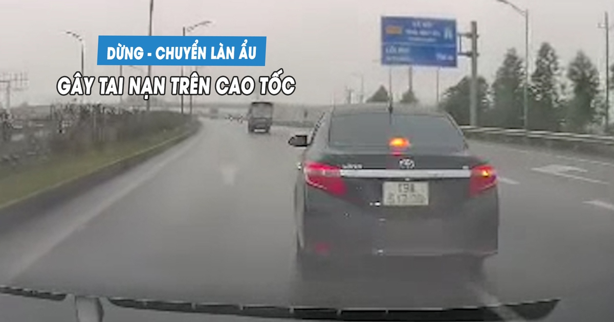Ô tô đang đi đột ngột dừng trên cao tốc để chuyển làn, suýt gây tai nạn