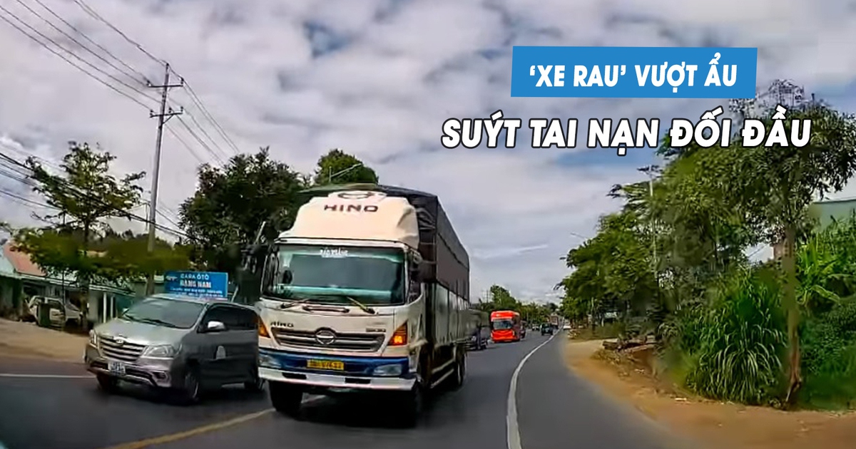 Tài xế ô tô con 'xanh mặt' vì xe tải vượt ẩu trên quốc lộ