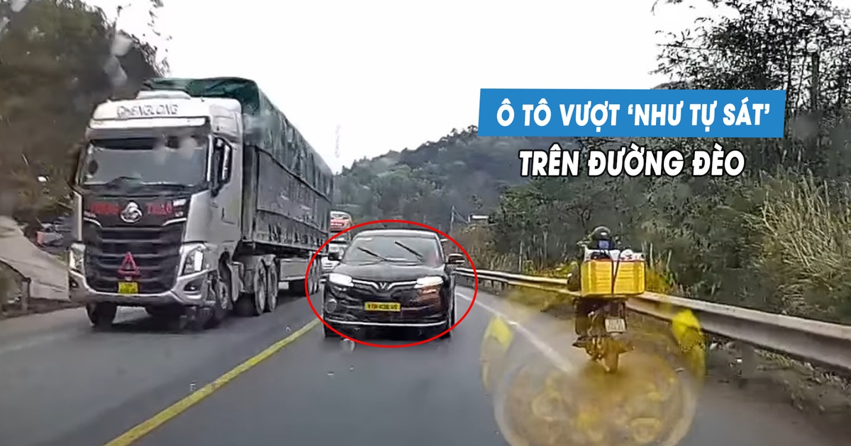Kinh hoàng ô tô vượt cả hàng xe ngay đoạn cua, suýt gây tai nạn đối đầu