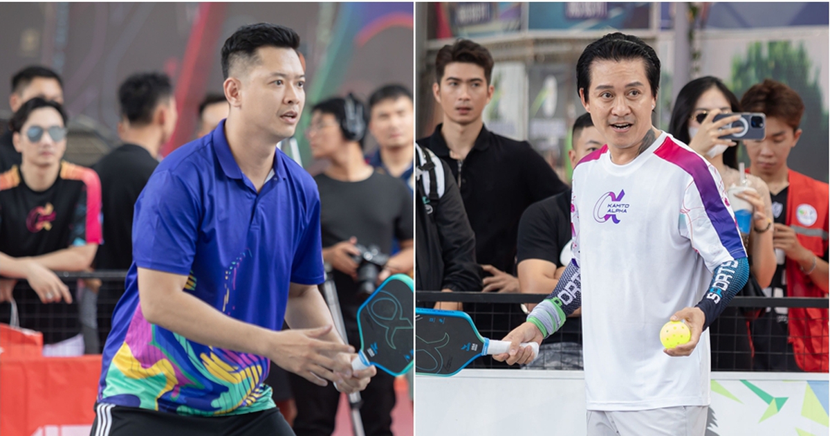 Hồ Đức Vĩnh cùng 'anh tài' Hồng Sơn, Tuấn Hưng đấu pickleball với Lý Hoàng Nam