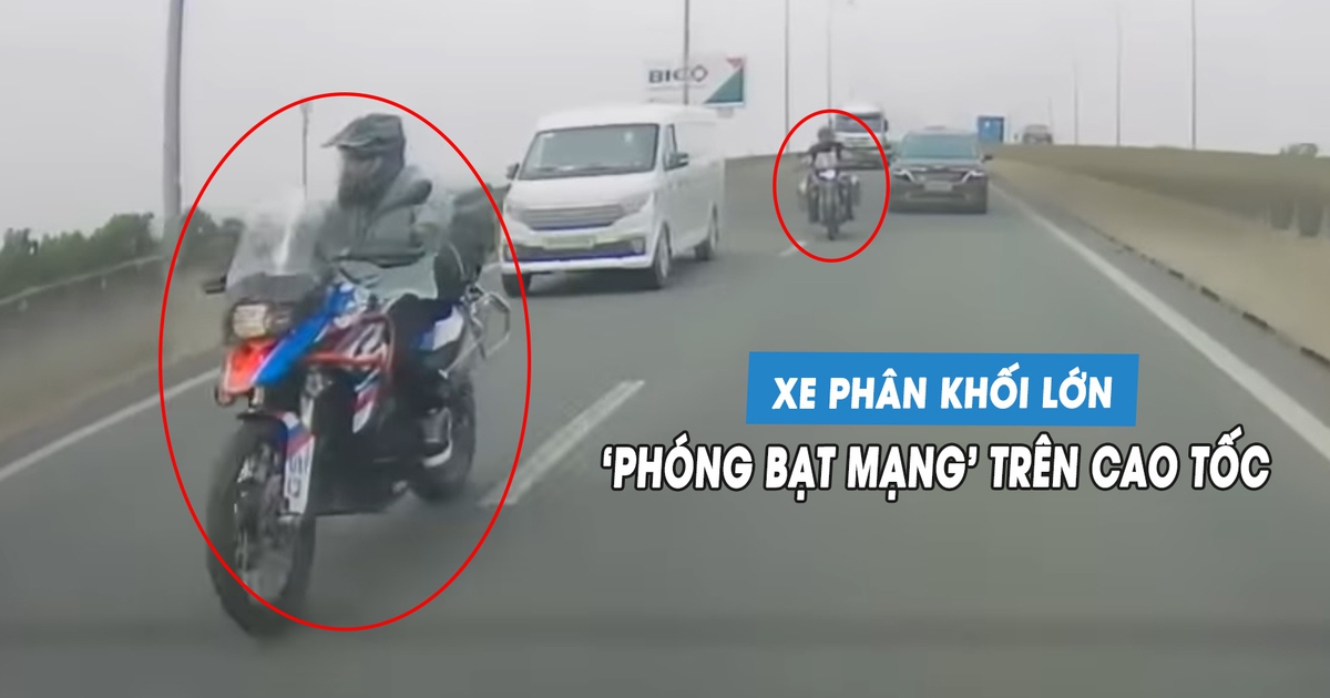 Hai xe phân khối lớn ‘phóng bạt mạng’ trên cao tốc, luồn lách giữa dàn ô tô