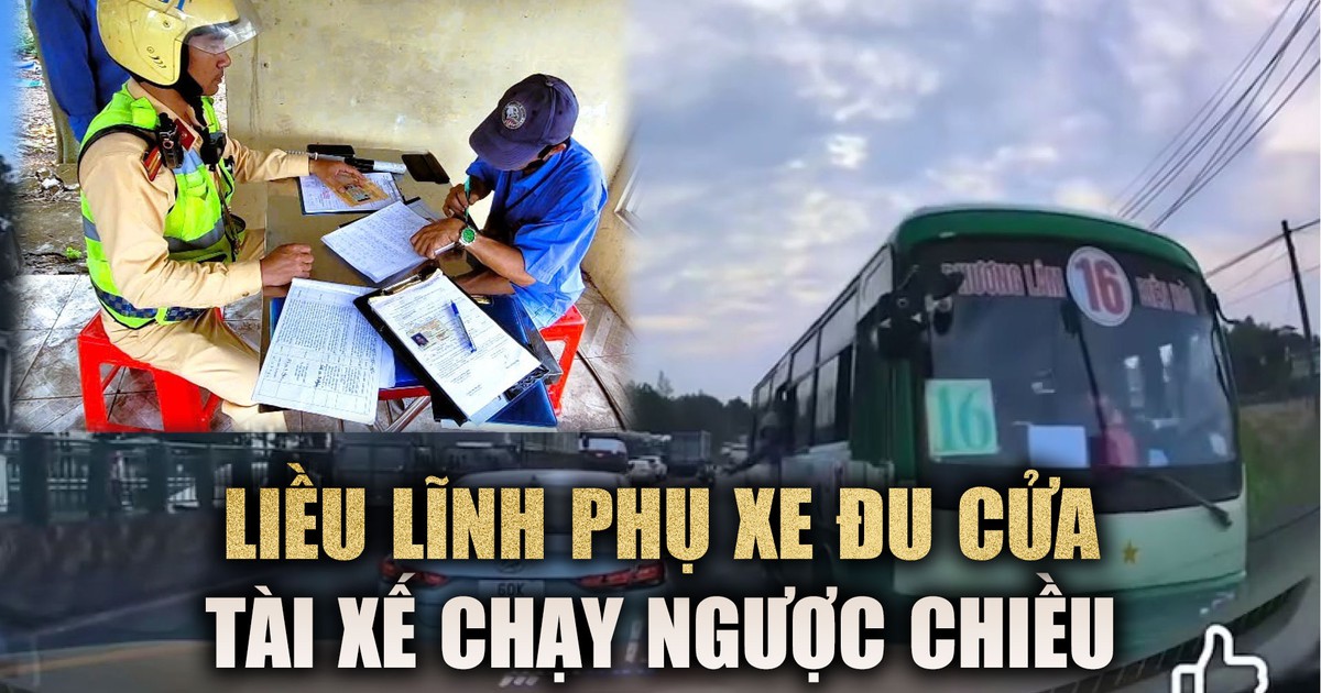 Tài xế xe buýt bất chấp chạy ngược chiều, phụ xe đu cửa 'bắt' xe khác tránh