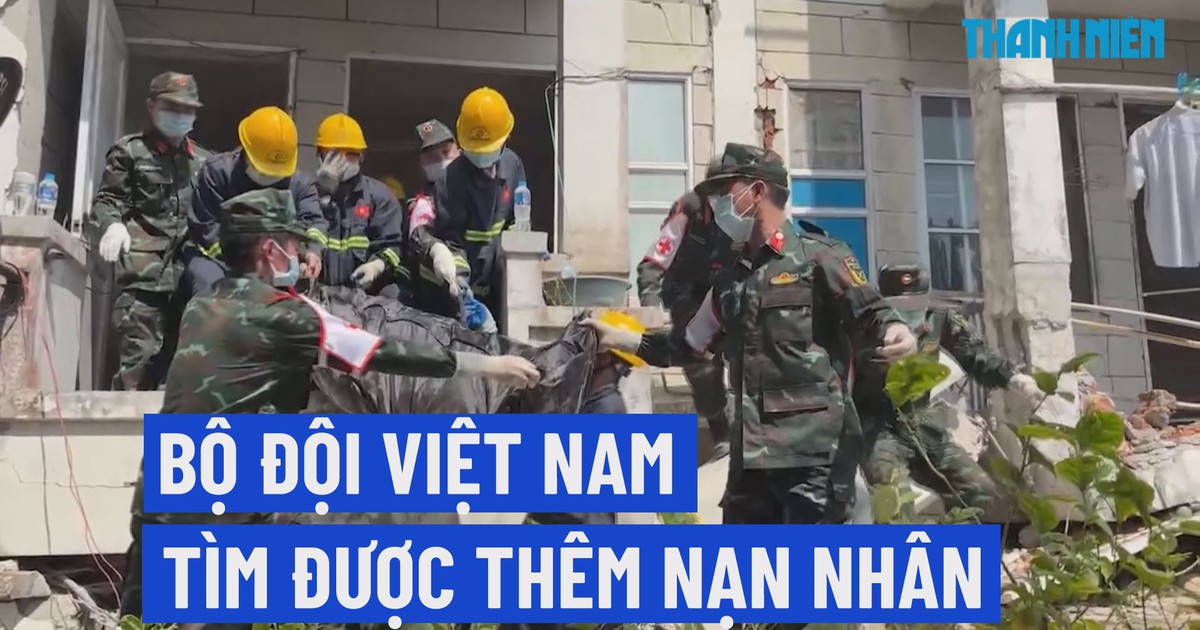 Bộ đội Việt Nam tìm kiếm được thêm nạn nhân trong đống đổ nát