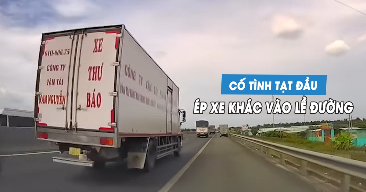 Xe tải cố tình tạt đầu, 'hất' ô tô con vào làn dừng khẩn cấp cao tốc