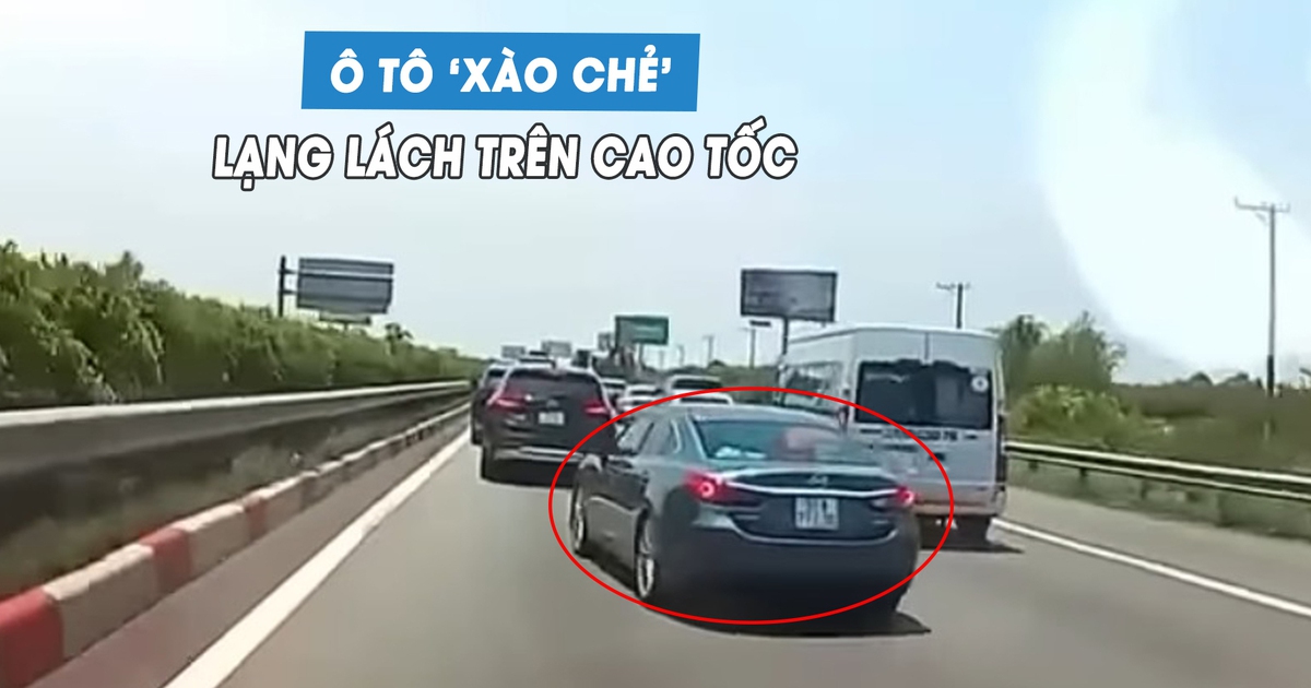 Ô tô con lạng lách, gây nguy hiểm trên cao tốc