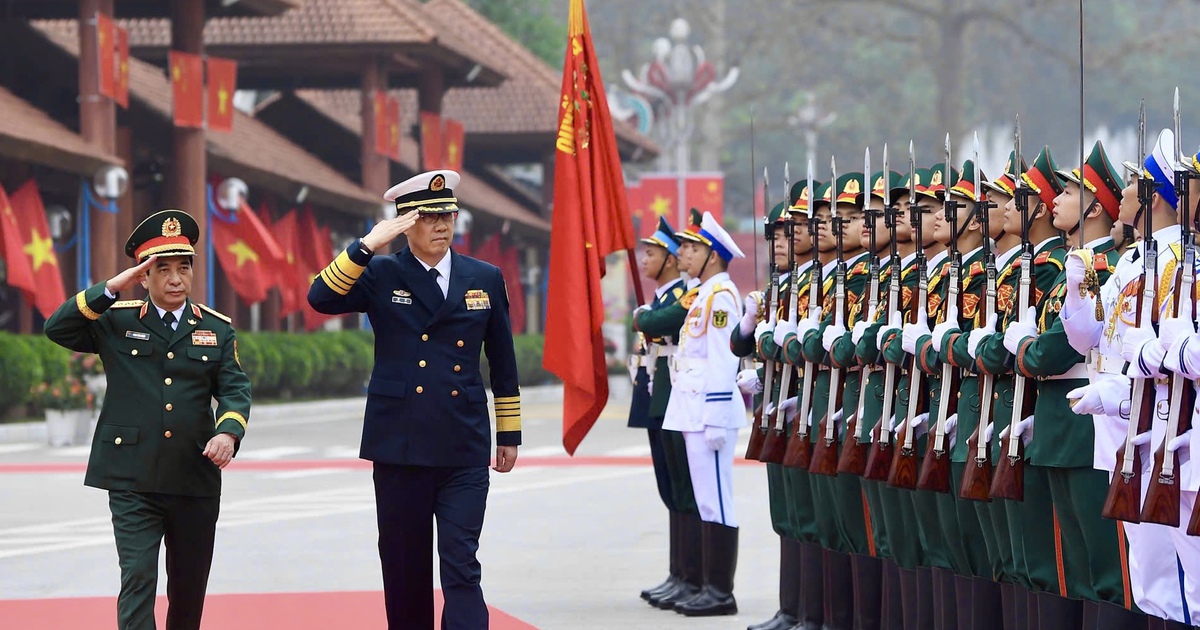 Đại tướng Phan Văn Giang chủ trì lễ đón Bộ trưởng Quốc phòng Trung Quốc Đổng Quân