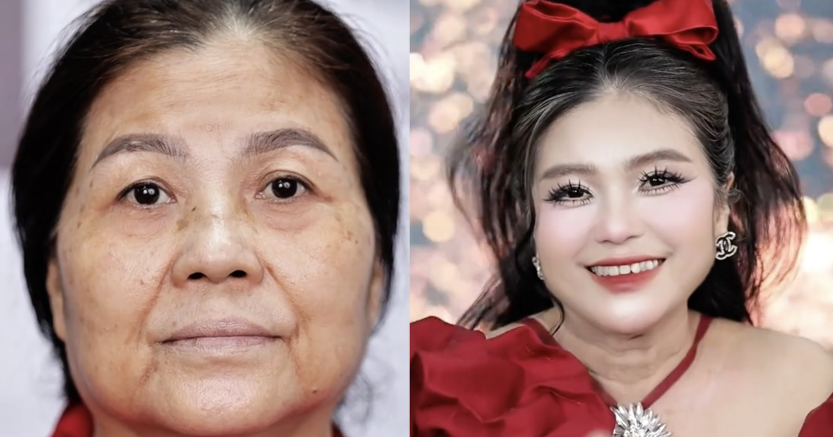 Choáng với clip người phụ nữ U.70 'biến hình thành hotgirl' nhờ make-up