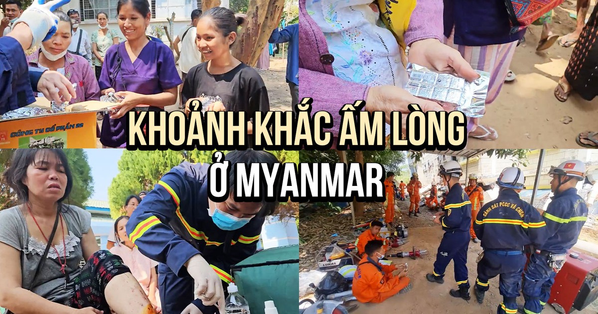 Khoảnh khắc ấm lòng giữa cảnh sát Việt Nam và người dân Myanmar