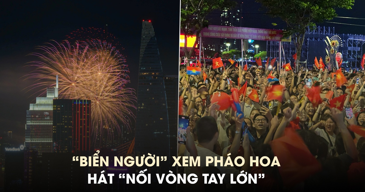 Khoảnh khắc biển người hát 'Nối vòng tay lớn' khi xem pháo hoa ở TP.HCM