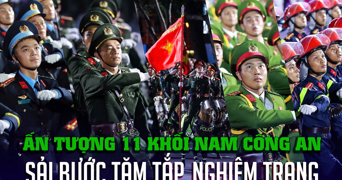 [VIDEO] Ấn tượng khối Công an nhân dân sải bước tăm tắp, nghiêm trang diễu binh ngày 30.4