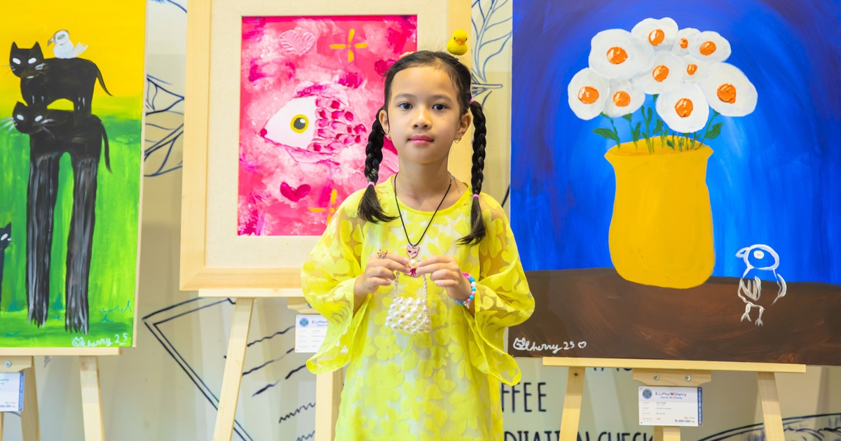Cô bé 9 tuổi Cherry mê hội họa, bán tranh làm thiện nguyện