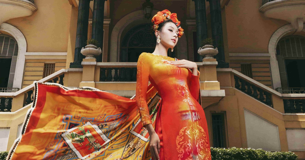 Á hậu Ngọc Hằng hóa 'nàng thơ' với thiết kế áo dài của Đỗ Trịnh Hoài Nam