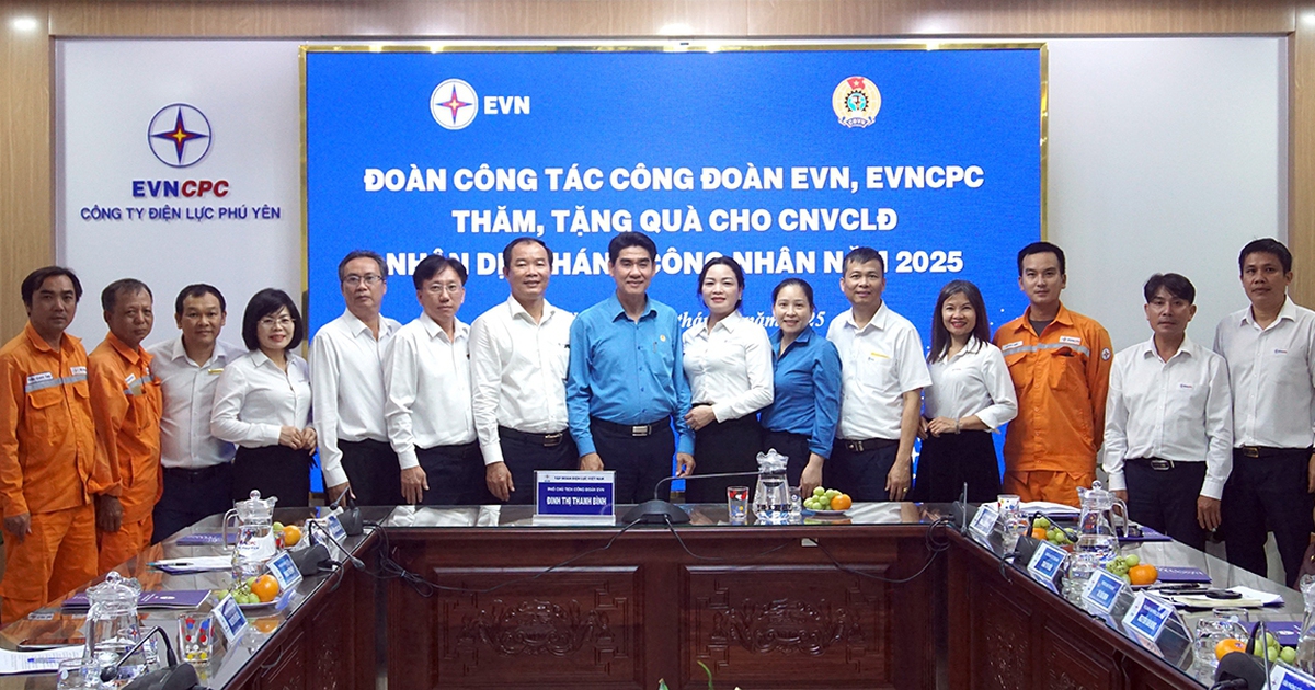 Công đoàn EVN và EVNCPC thăm, làm việc tại PC Phú Yên nhân Tháng Công nhân 2025