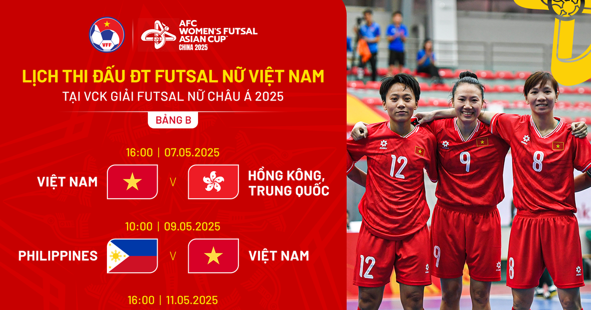 Lịch thi đấu futsal nữ Việt Nam hôm nay: Quyết thắng Hồng Kông, khởi đầu giấc mơ World Cup