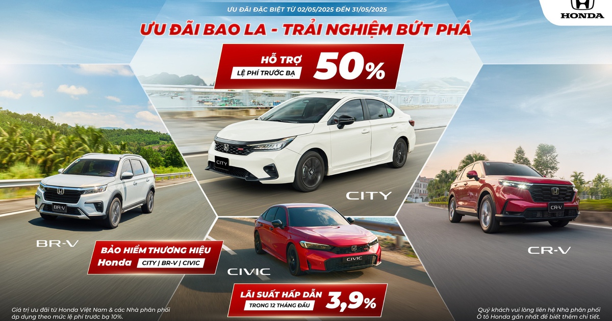Honda Việt Nam tung ưu đãi hấp dẫn cho khách hàng mua ô tô trong tháng 5.2025