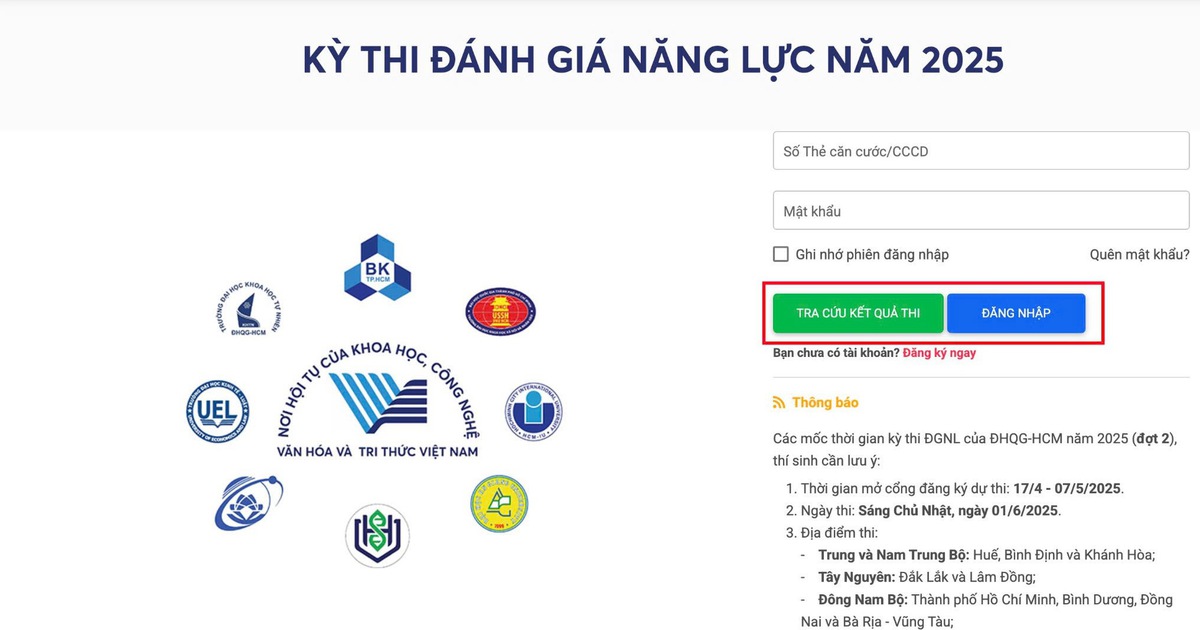 Cổng tra cứu điểm thi năng lực ĐH Quốc gia TP.HCM bị nghẽn nhiều giờ