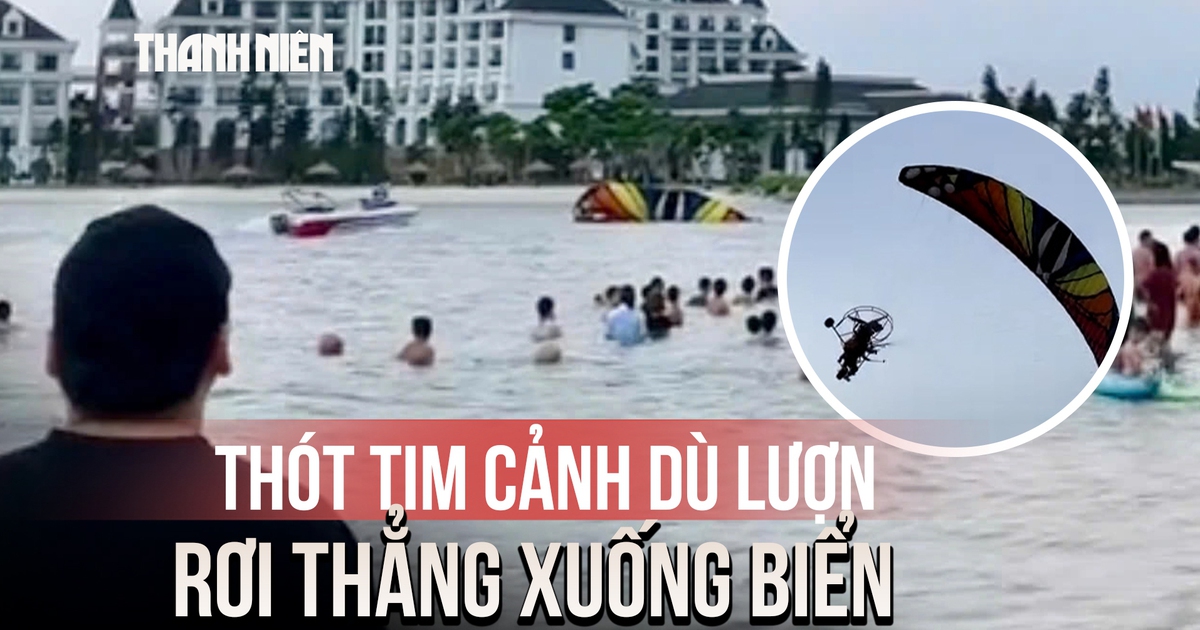 Thót tim cảnh dù lượn rơi thẳng xuống biển giữa hàng trăm du khách ở Hạ Long