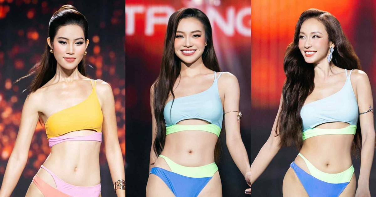 Thí sinh Hoa hậu Hoàn vũ Việt Nam trình diễn bikini 'bốc lửa' trong đêm bán kết