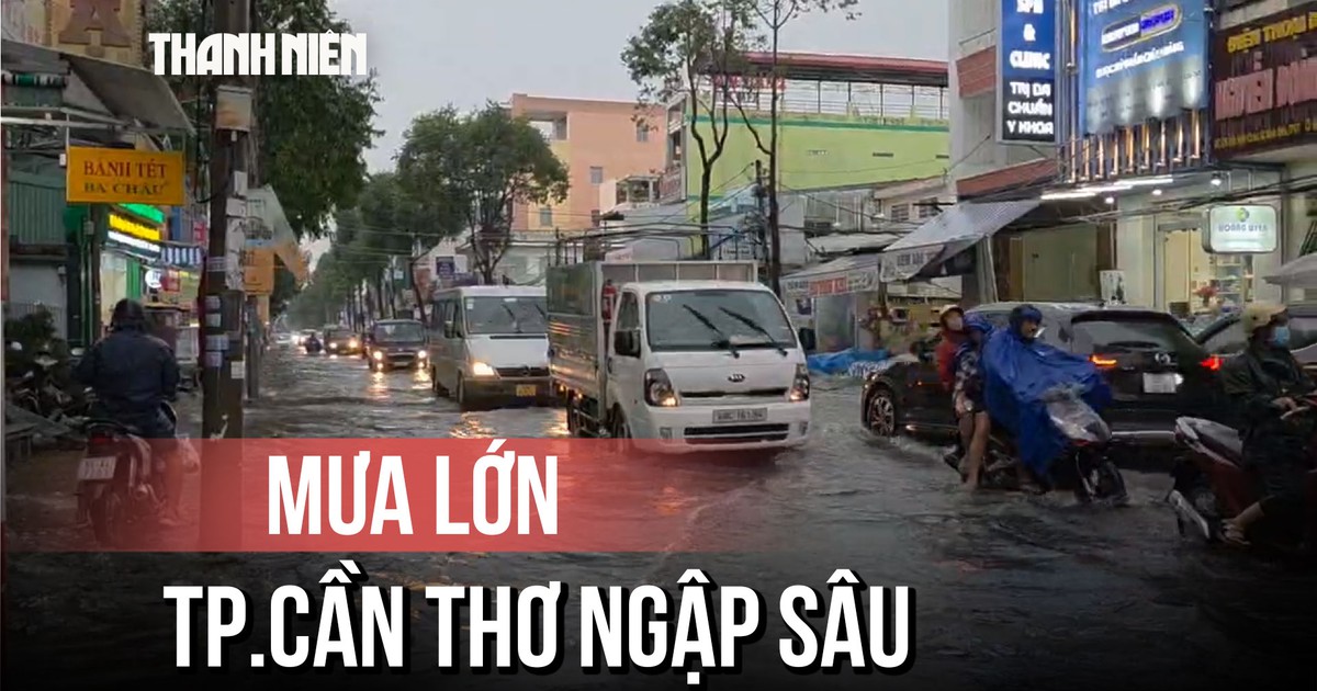 Cần Thơ: Mưa lớn, nhiều tuyến đường ngập nặng