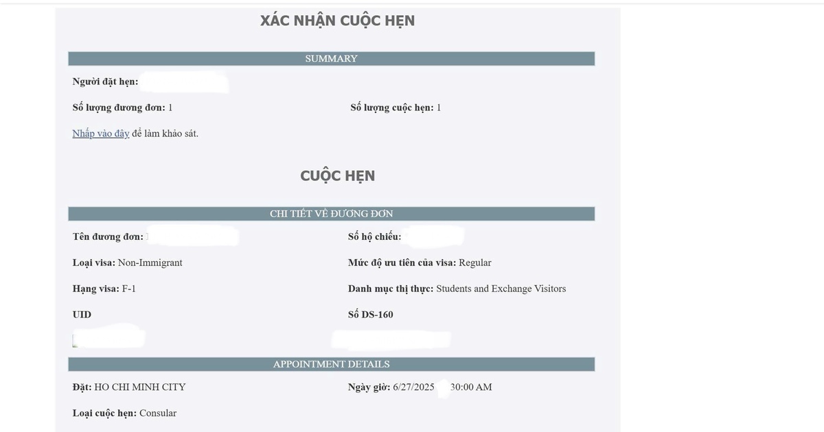 Nhiều du học sinh Việt đăng ký được lịch phỏng vấn visa Mỹ, suất trống hết nhanh