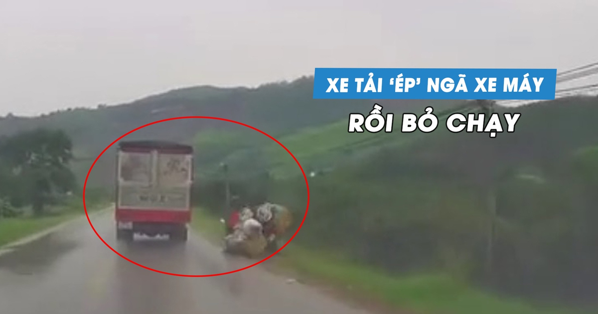 Xe tải cố 'chèn đường', gây tai nạn cho xe máy rồi bỏ chạy