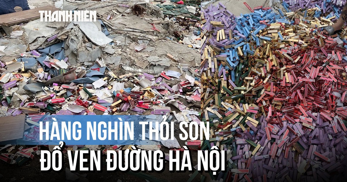 Hàng nghìn thỏi son hết hạn bị vứt ven đường Hà Nội