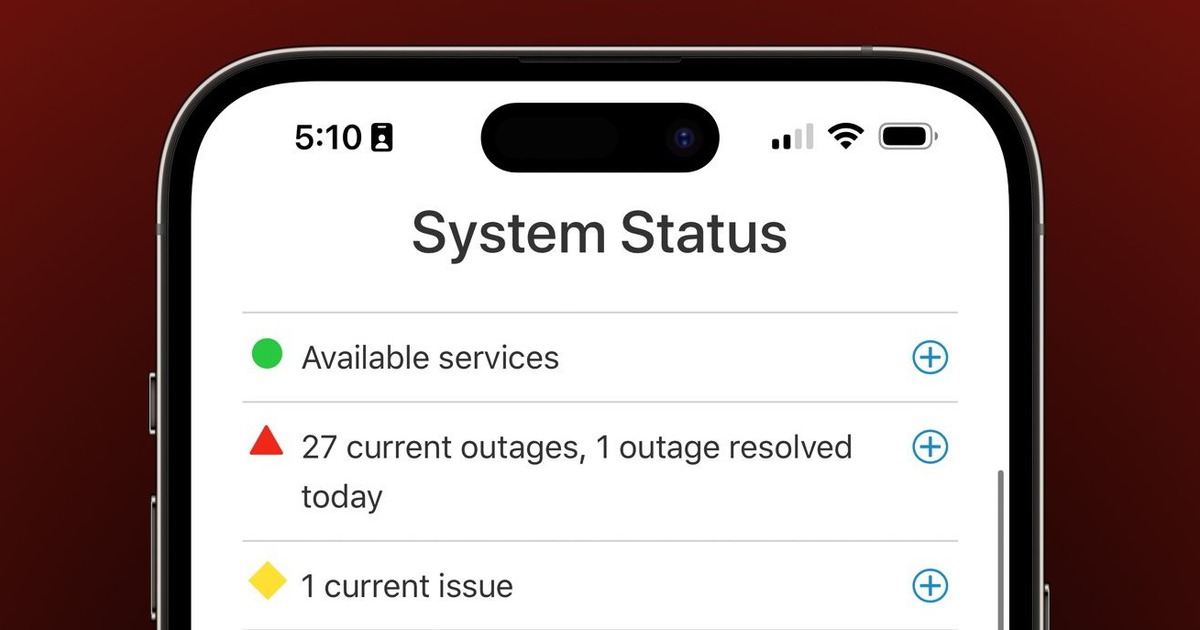 Hàng loạt dịch vụ của Apple ngừng hoạt động trên diện rộng