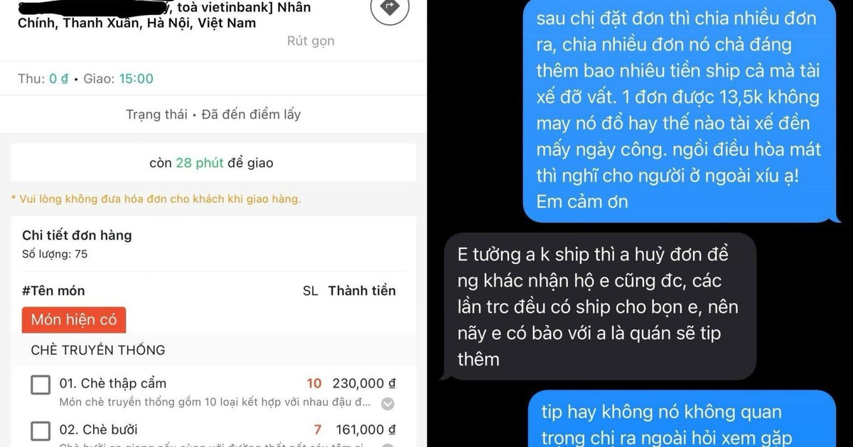 Khách đặt 75 ly chè, shipper kêu khó: Dân mạng tranh cãi nên chia đơn hay không