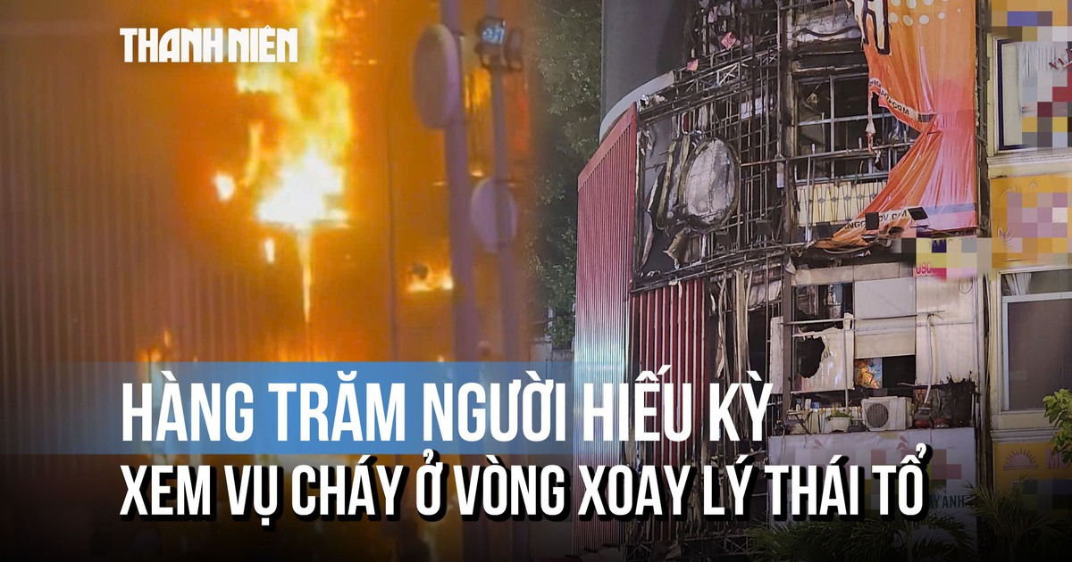 Lửa bao trùm tòa nhà thức ăn nhanh ở vòng xoay Lý Thái Tổ
