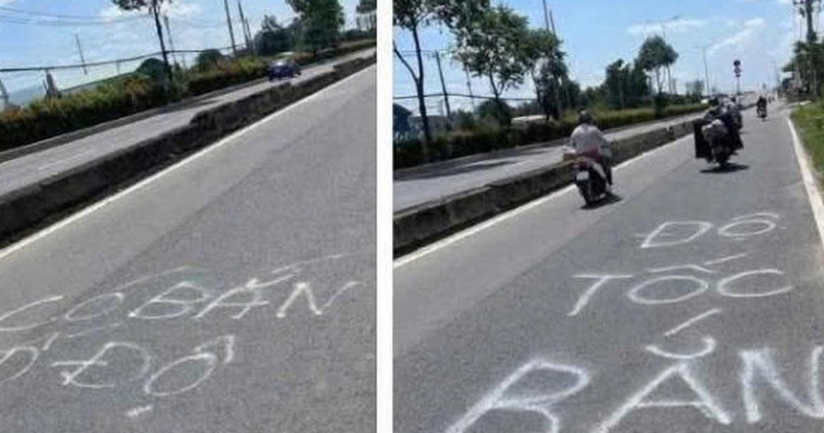 CSGT TP.HCM x&oacute;a d&ograve;ng chữ &#039;bắn tốc độ&#039; tr&ecirc;n mặt đường L&ecirc; Quang Đạo