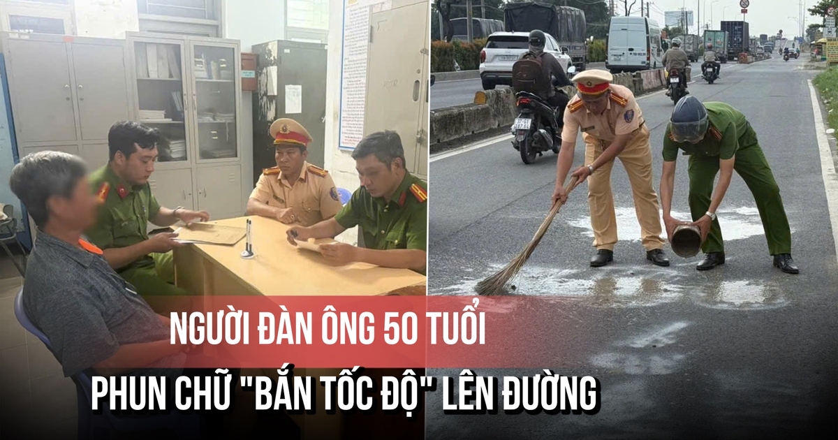 CSGT mời làm việc người phun chữ 'bắn tốc độ' cảnh báo cho người đi đường