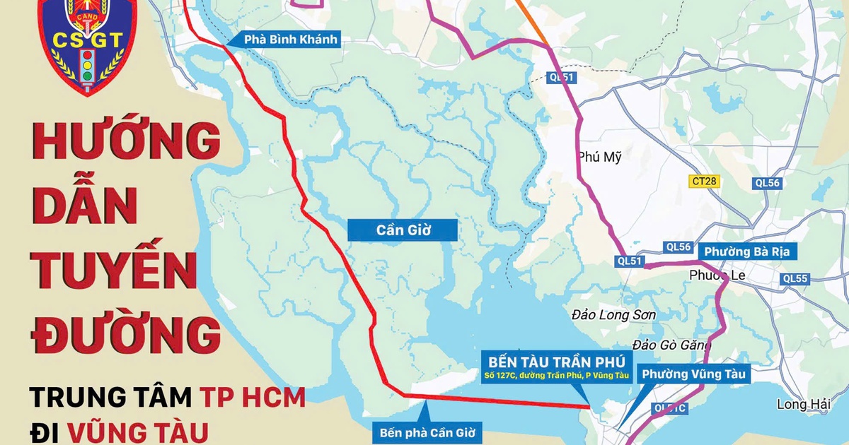 CSGT hướng dẫn lưu th&ocirc;ng từ trung t&acirc;m TP.HCM đi Vũng T&agrave;u qua ph&agrave; C&aacute;t L&aacute;i