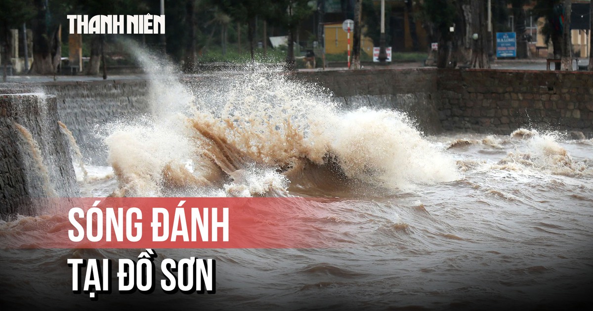 Bão số 3 (Wipha): Cận cảnh sóng đánh dữ dội tại Đồ Sơn