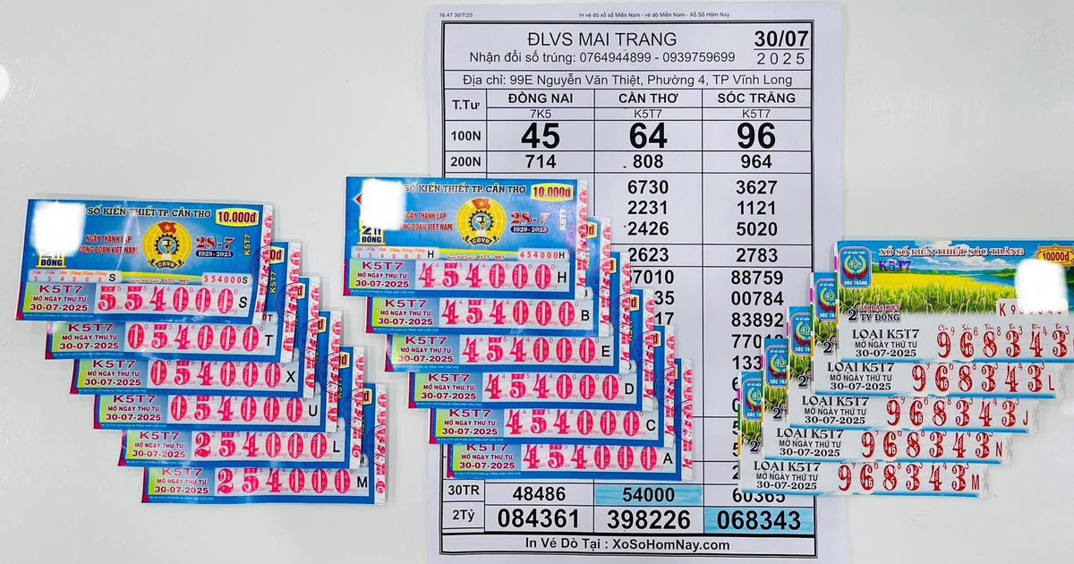 Xổ số miền Nam ng&agrave;y 30 th&aacute;ng 7: Đại l&yacute; đổi thưởng 17 tờ tr&uacute;ng số