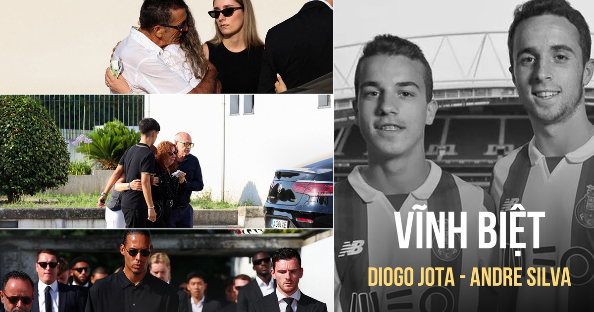 Lễ tang Diogo Jota và em trai: Vợ và cha mẹ khóc nghẹn, đồng đội tiễn đưa