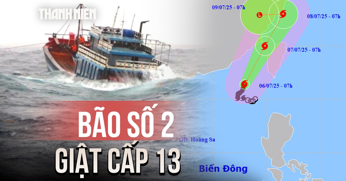 Bão số 2 giật cấp 13 trên Biển Đông, sóng biển cao 6 mét