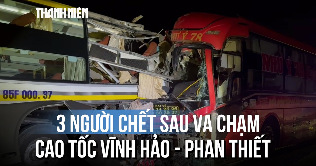 Cận cảnh đầu xe khách vỡ nát sau tai nạn trên cao tốc Vĩnh Hảo - Phan Thiết