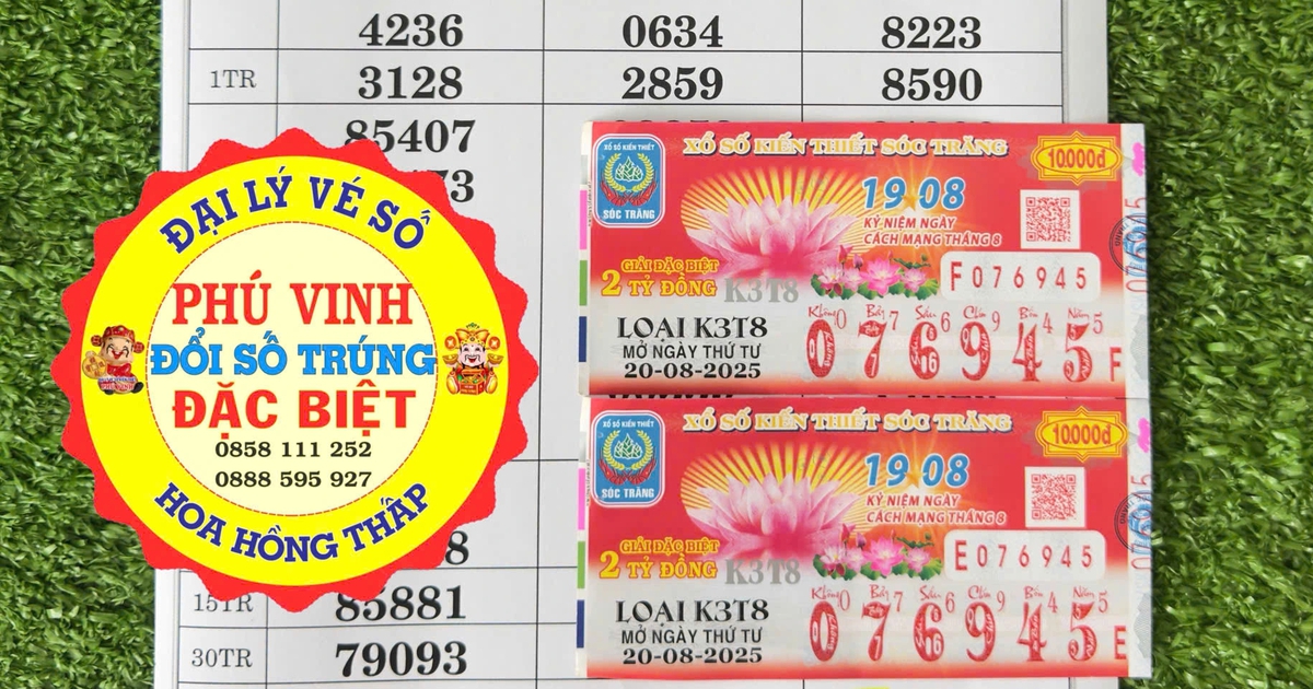 Vợ chồng Vĩnh Long tr&uacute;ng độc đắc 2 tờ xổ số miền Nam ng&agrave;y 20 th&aacute;ng 8