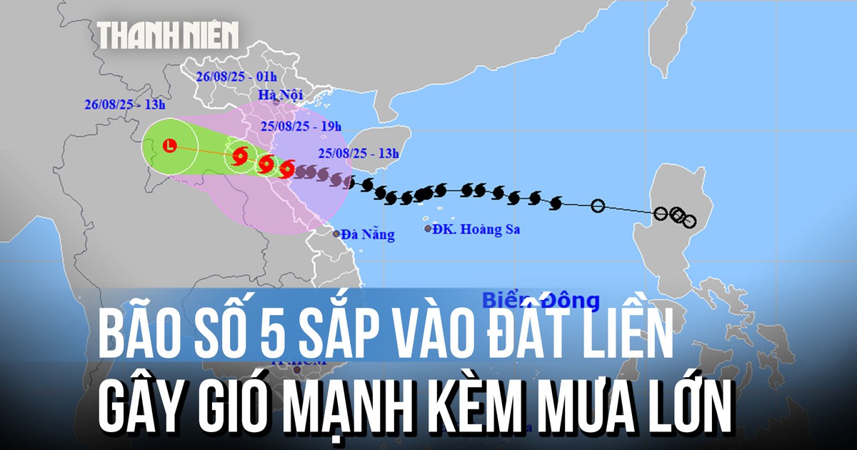 Bão số 5 (Kajiki) tiến sát đất liền, gió mạnh kèm mưa lớn