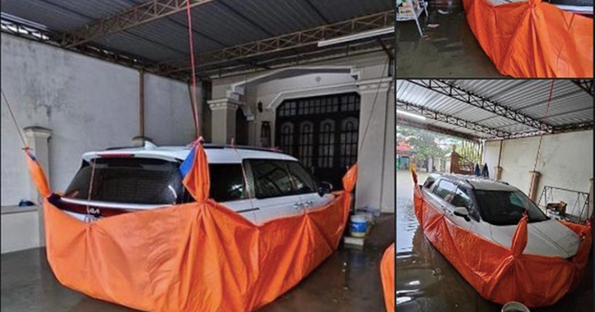 Muôn kiểu bảo vệ ô tô độc lạ của người Việt mùa mưa bão