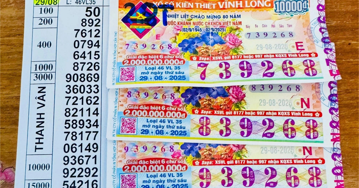 Xổ số miền Nam ng&agrave;y 29 th&aacute;ng 8: Vừa xuất hiện những tờ tr&uacute;ng đ&agrave;i Vĩnh Long