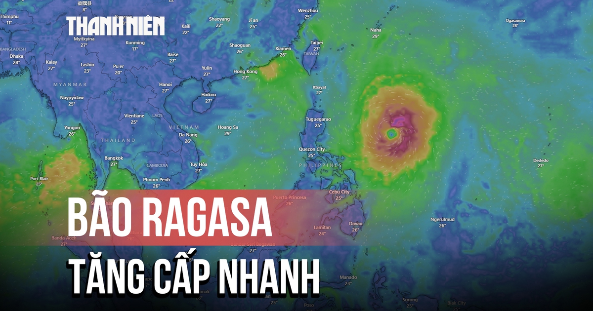 Bão Ragasa tăng cấp nhanh, hướng vào Biển Đông với sức gió giật trên cấp 17