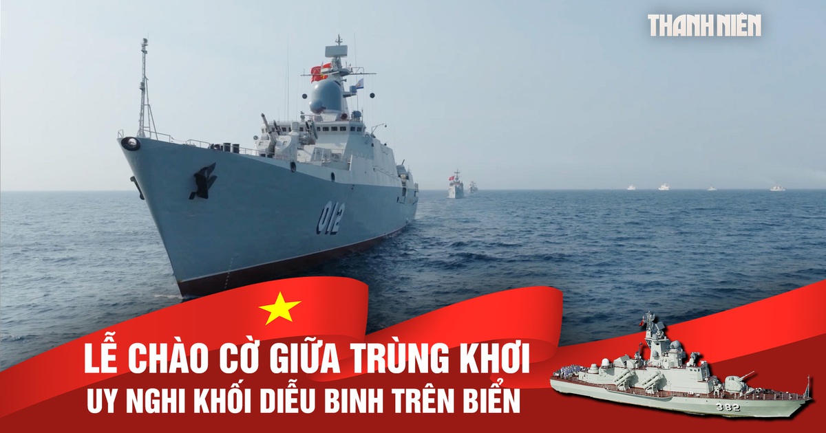 Lễ chào cờ giữa trùng khơi: Uy nghi khối diễu binh trên biển