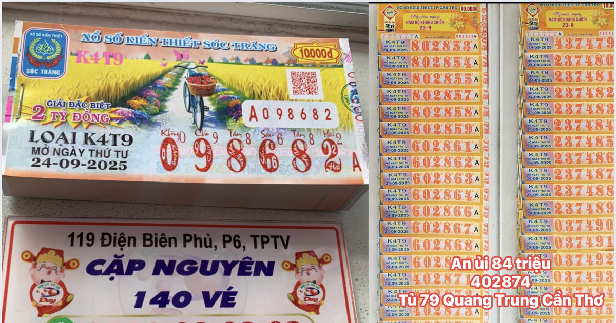 154 v&eacute; vừa tr&uacute;ng xổ số miền Nam ng&agrave;y 24 th&aacute;ng 9 đ&agrave;i S&oacute;c Trăng, Cần Thơ