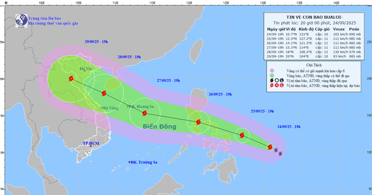 Hỏa tốc ứng phó bão Bualoi sắp đi vào Biển Đông