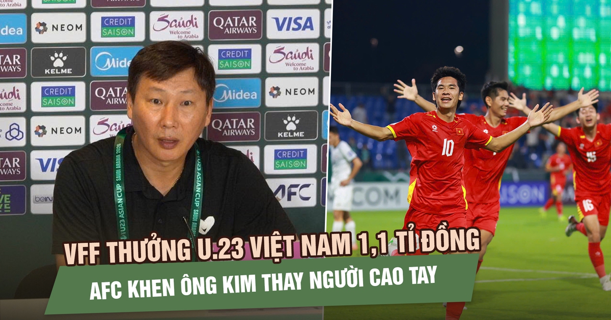 VFF thưởng U.23 Việt Nam 1,1 tỉ đồng, AFC khen ông Kim thay người cao tay sau chiến thắng Kyrgyzstan
