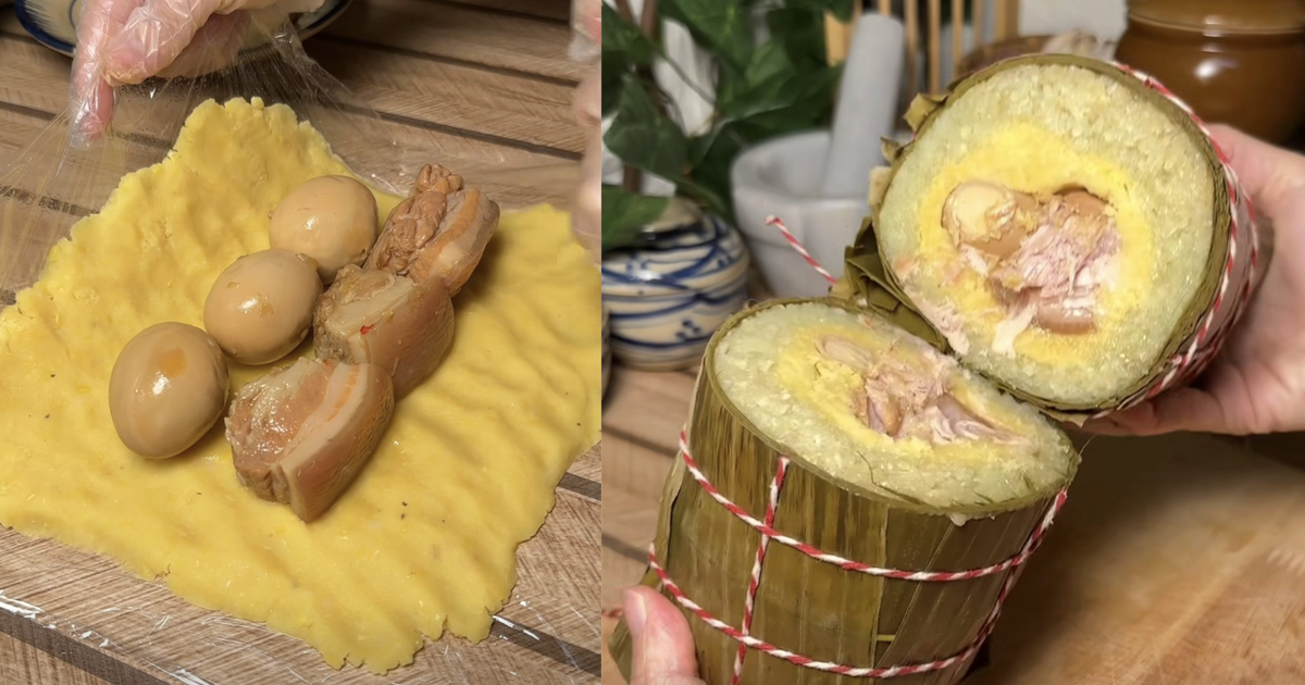 Tết Nguyên đán: Clip làm bánh tét nhân… thịt kho trứng bất ngờ 'triệu view'