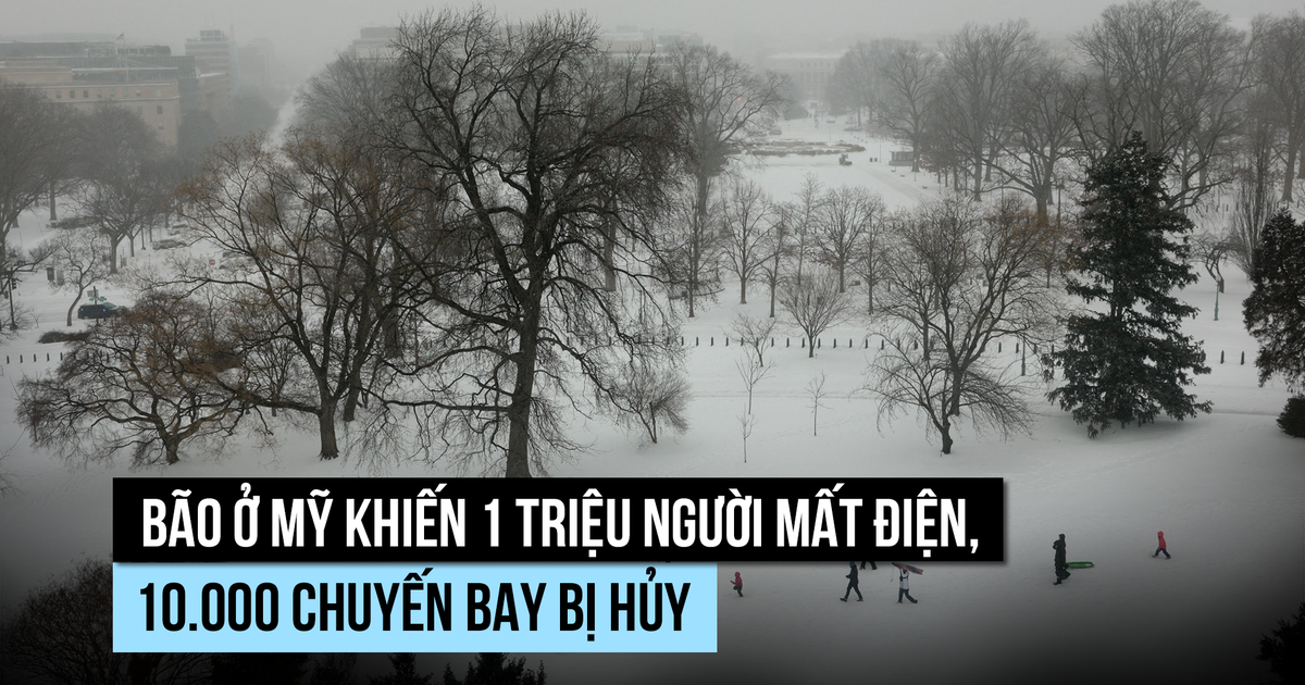 Bão tuyết khiến 1 triệu người mất điện, 10.000 chuyến bay bị hủy ở Mỹ