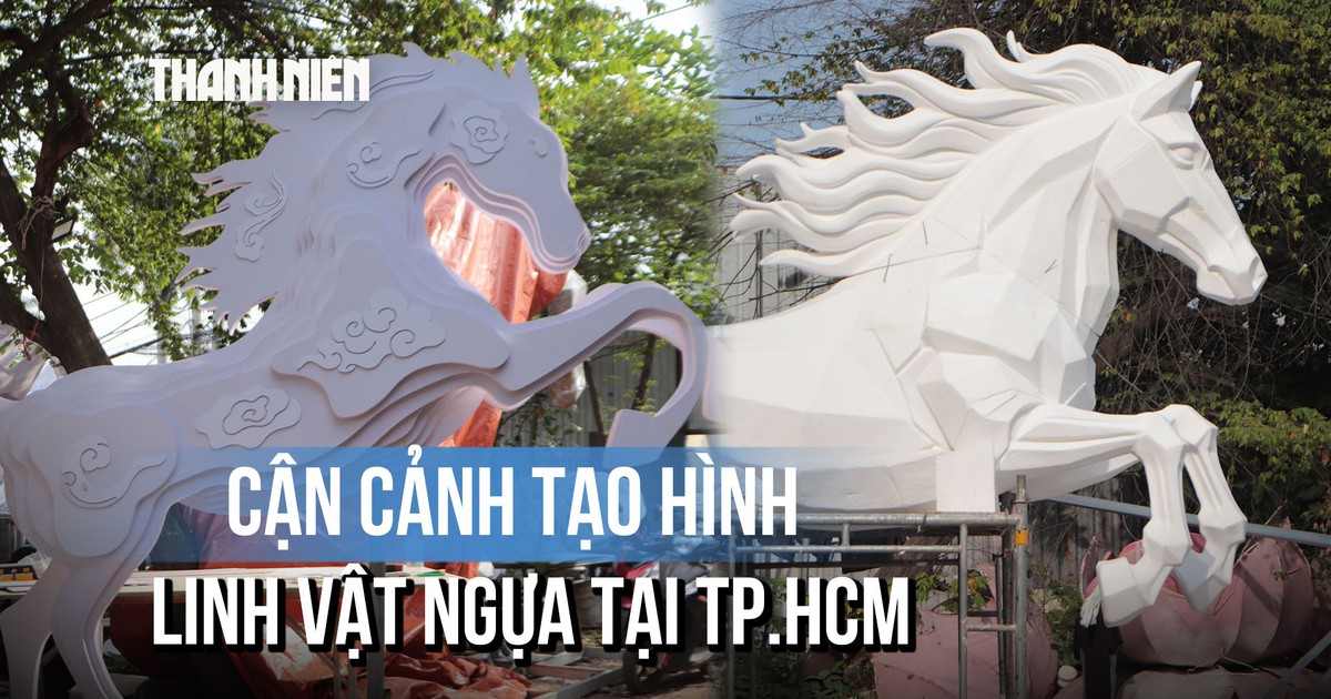 Cận cảnh quá trình tạo hình linh vật ngựa cho đường hoa Nguyễn Huệ